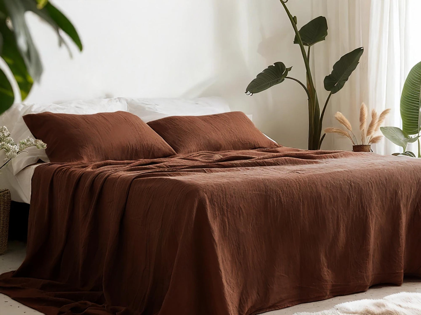 Ginger Linen Coverlet softened linen Bed Cover Queen King size linen coverlet linen bed throw blanket couch cover