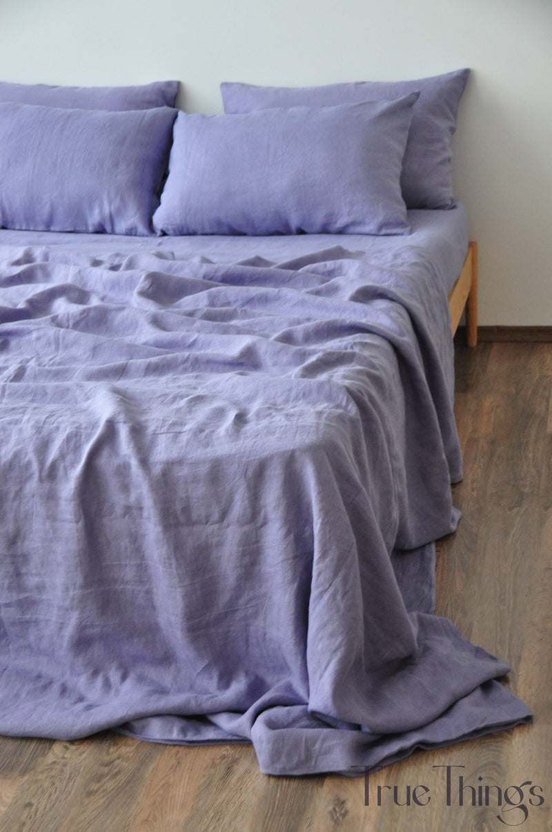 Lavender linen fitted sheet