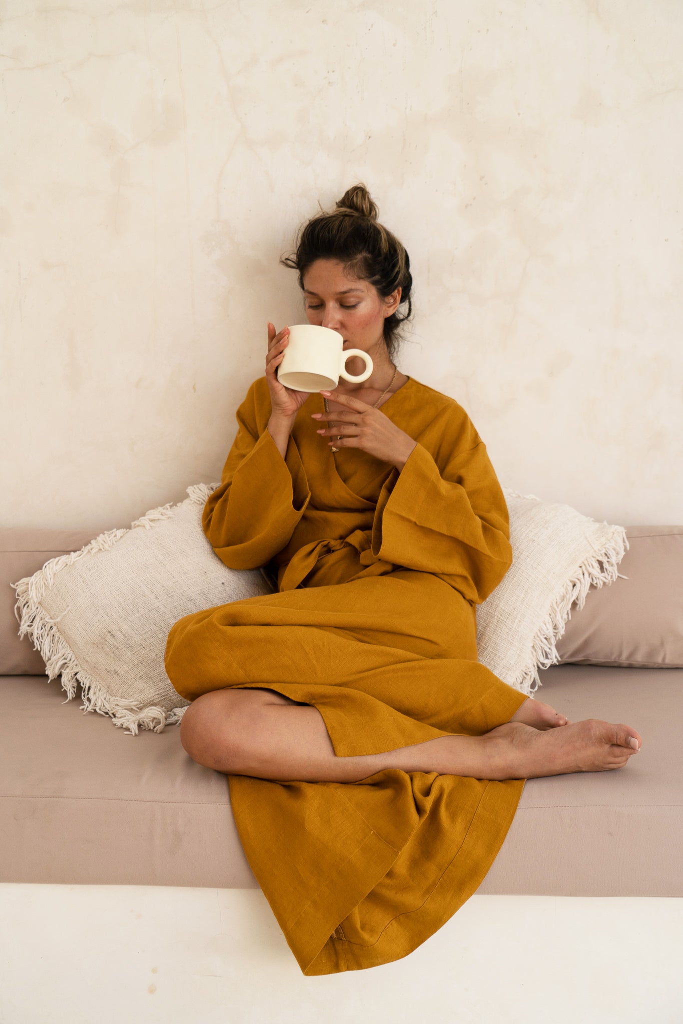 Amber linen kimono maxi dress Lexa