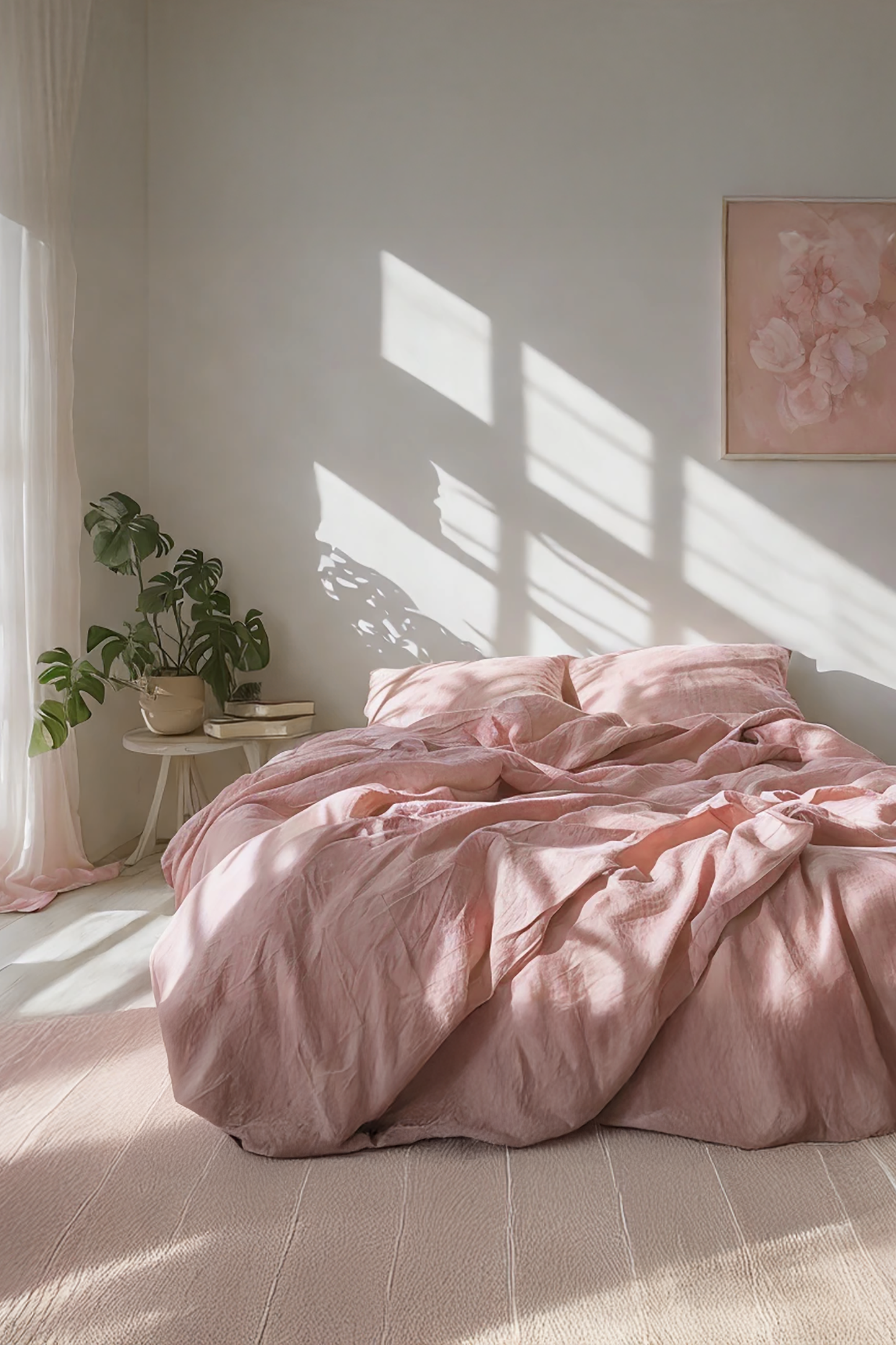Peach Linen Bedding Set