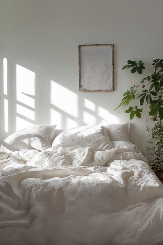White linen linen Duvet cover
