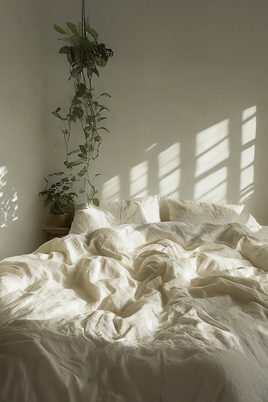 Ivory Linen Bedding Set