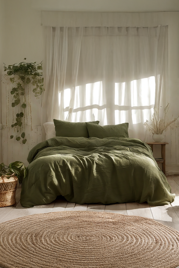 Khaki Linen Bedding Set