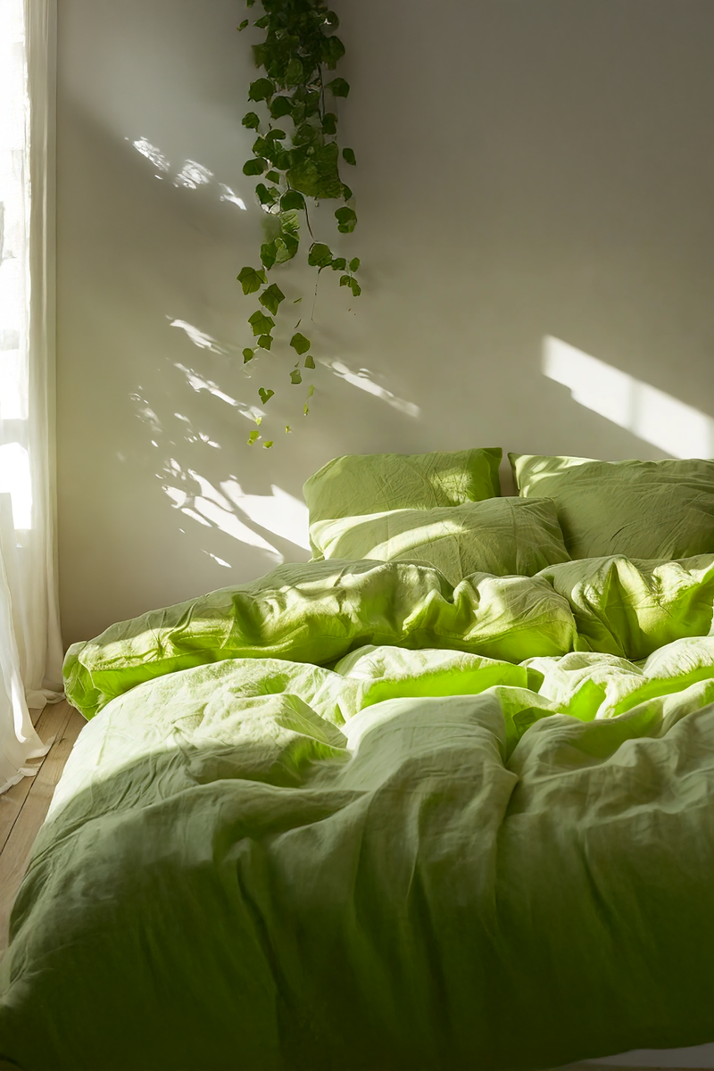 Lime Linen Bedding Set