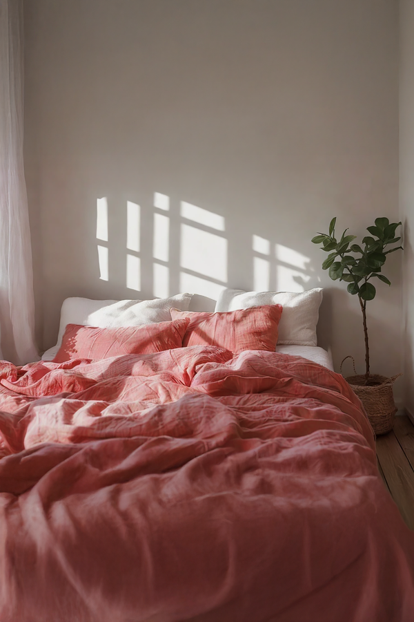 Coral Linen Bedding Set