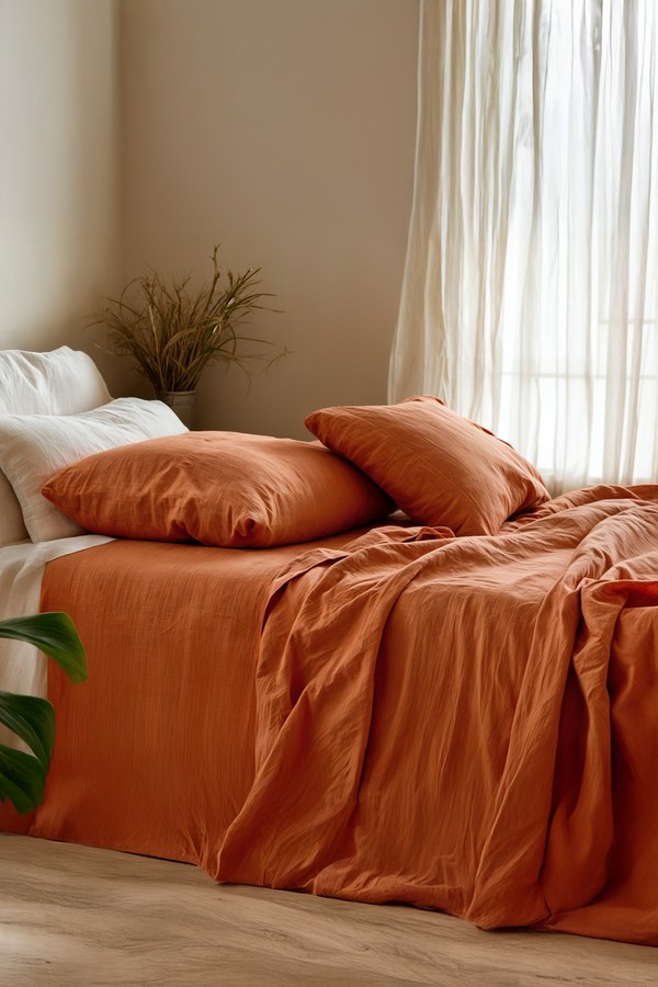 Carrot linen flat sheet