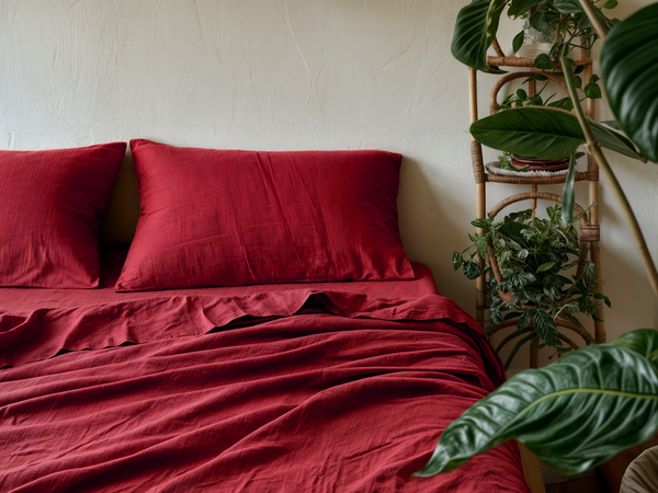 Marsala linen flat sheet