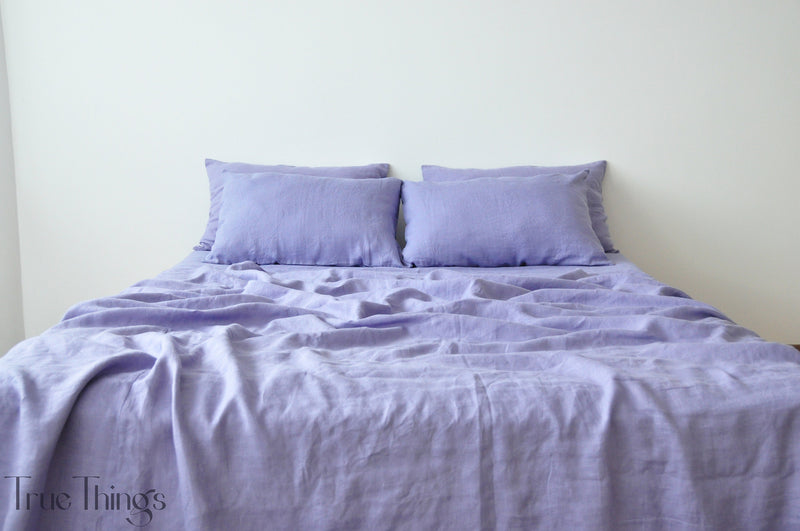 Lavender linen fitted sheet
