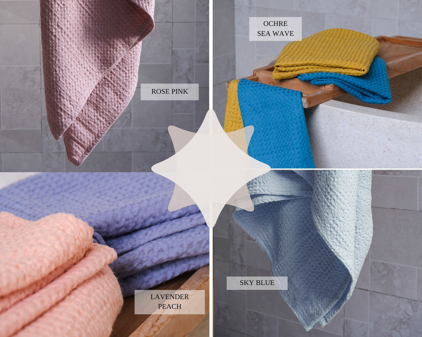25 colors waffle linen bath towels