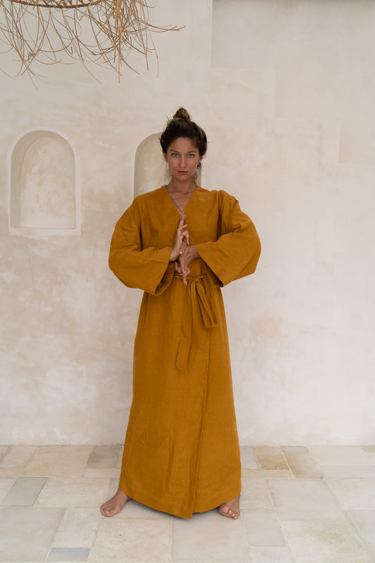 Amber linen kimono maxi dress Lexa