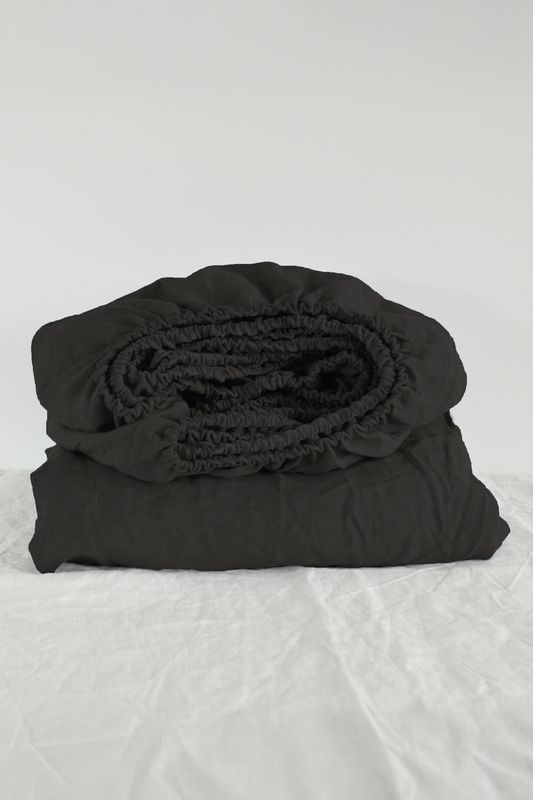 Black linen fitted sheet