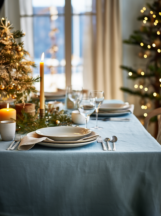 Christmas Ice linen tablecloth
