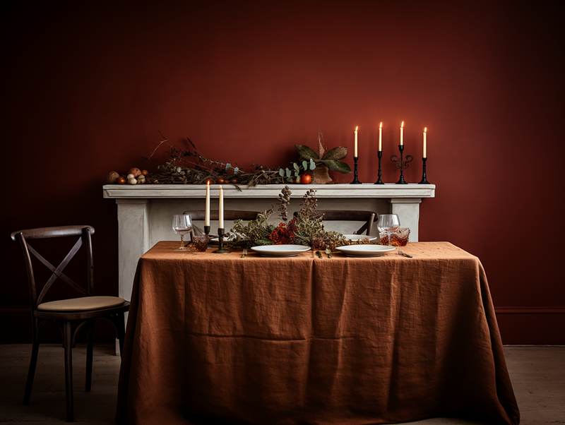 Christmas Ginger linen tablecloth