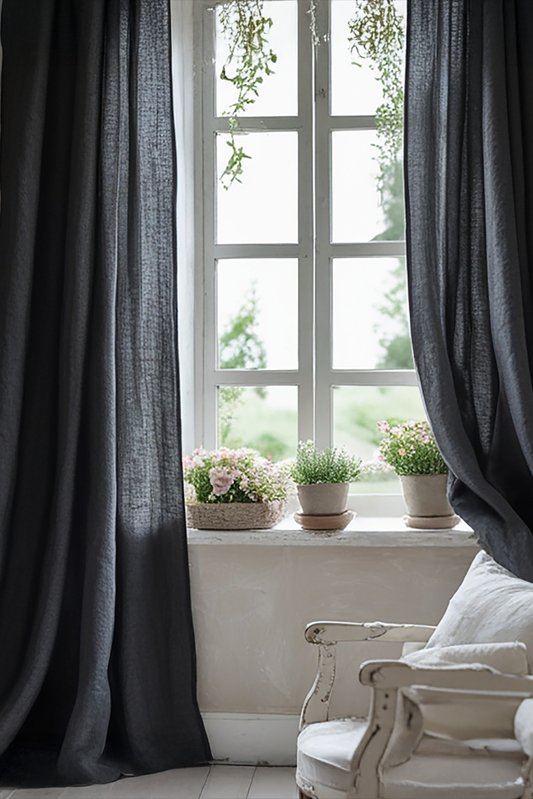 Charcoal linen curtain