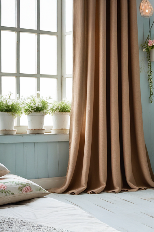Almond linen curtain