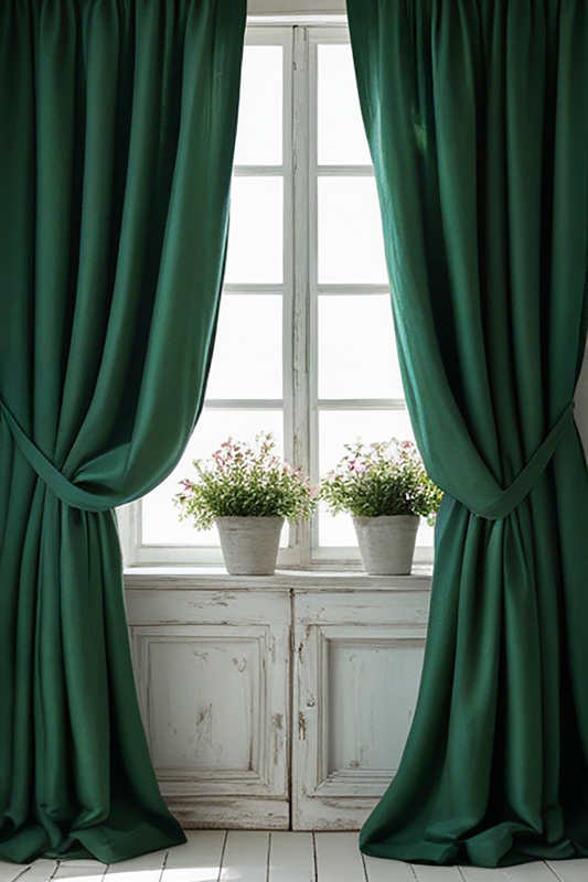 Verdant linen curtain