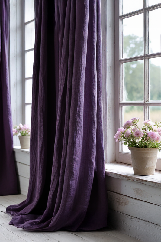Violet linen curtain
