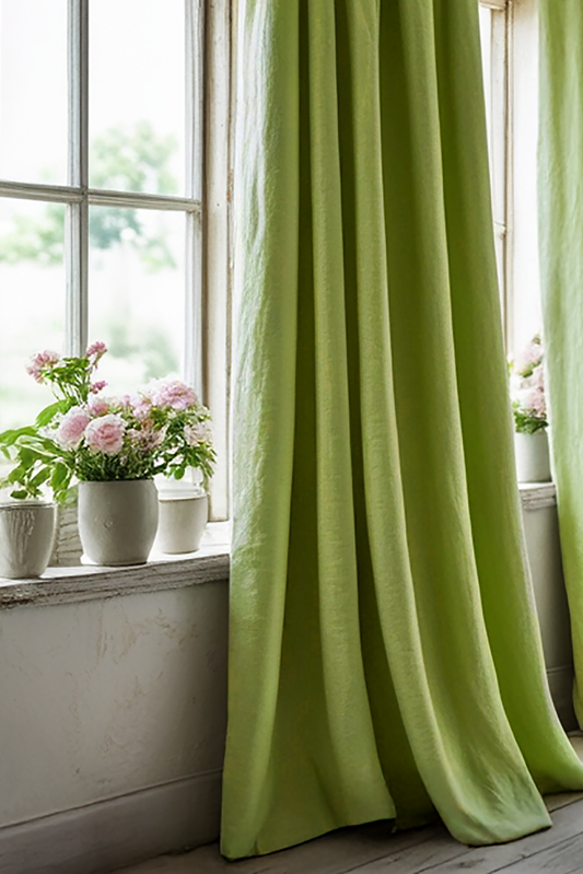 Lime linen curtain