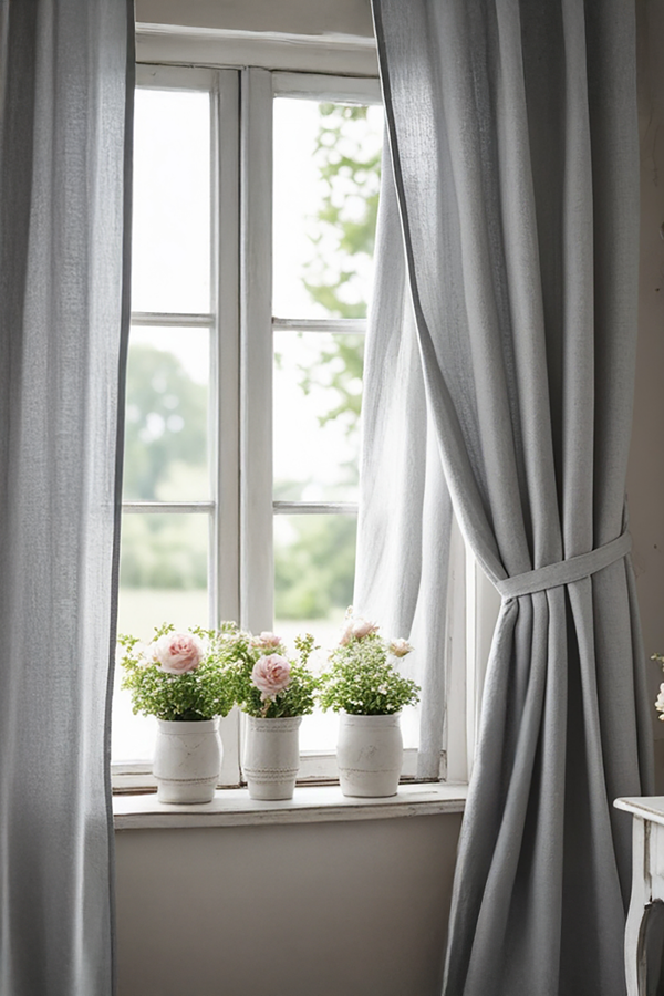 Light gray linen curtain
