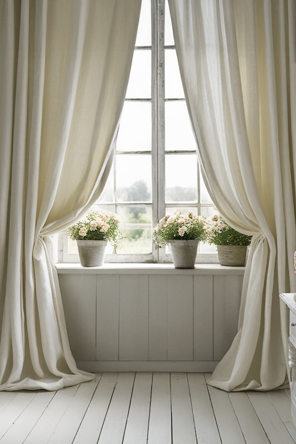 Ivory linen curtain