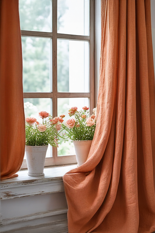 Carrot linen curtain