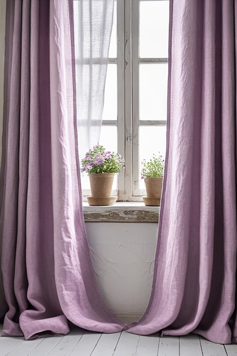 Amethyst linen curtain