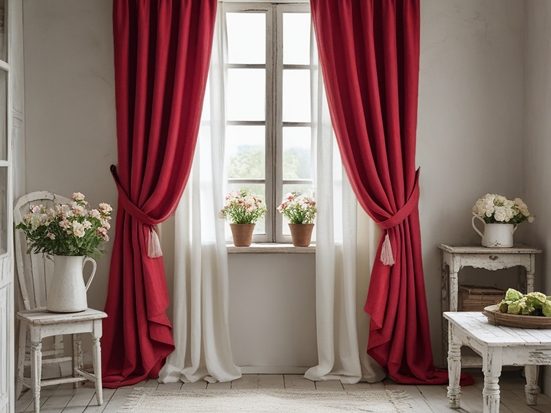 Marsala linen curtain