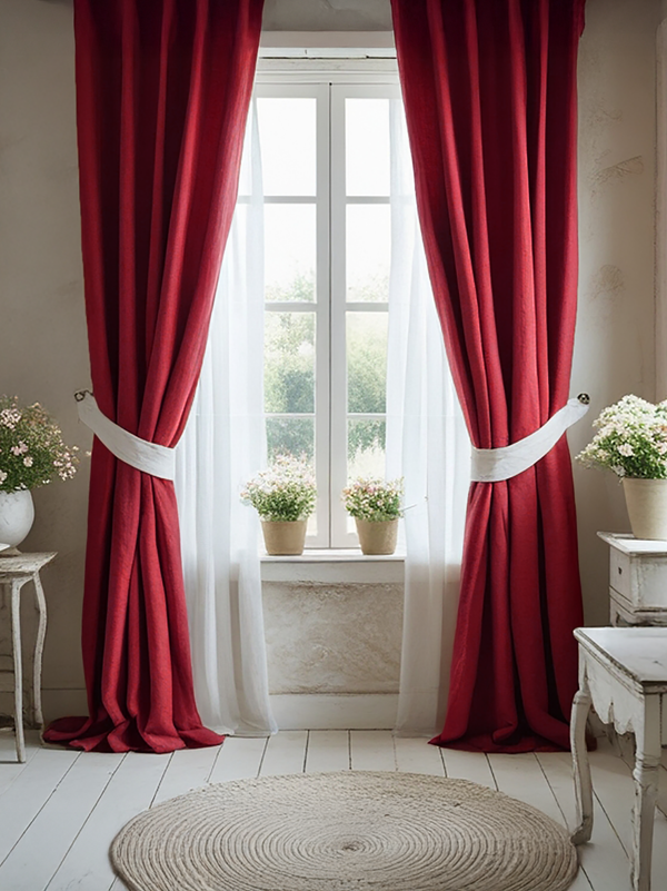 Marsala linen curtain