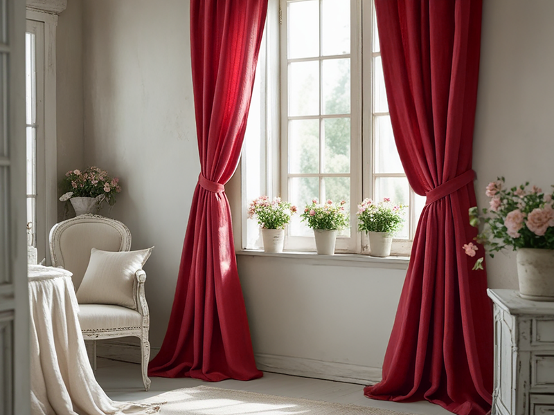 Marsala linen curtain
