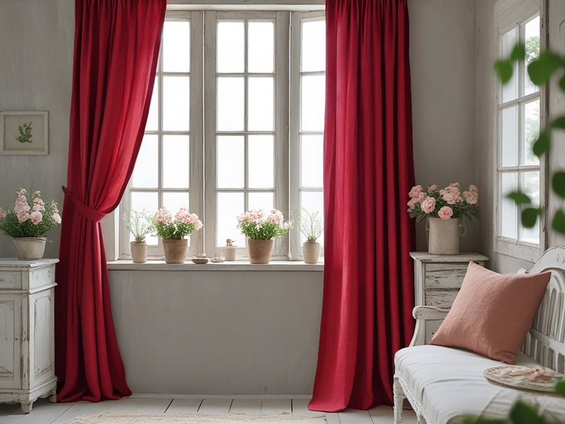 Marsala linen curtain