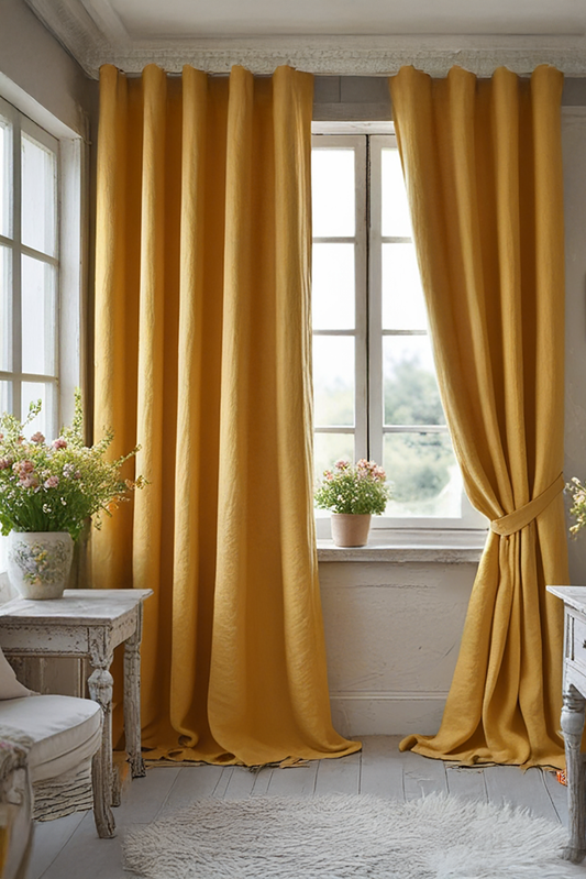 Amber linen curtain