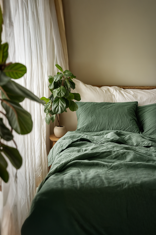 Fern linen flat sheet