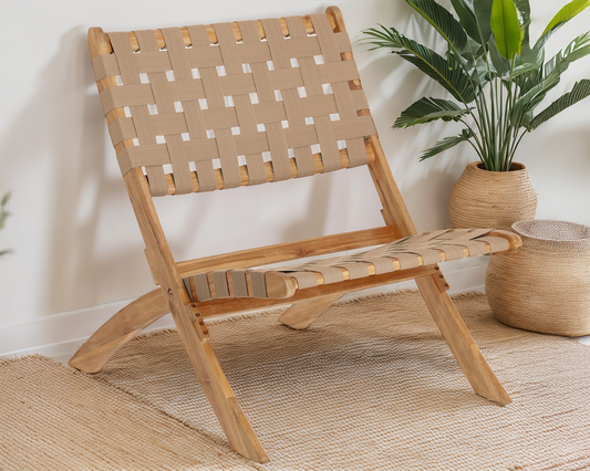 Beige Wooden Folding Chair