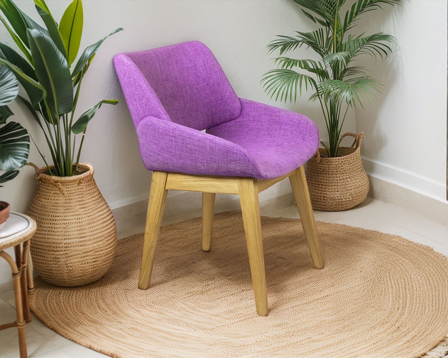 Natural Wooden Chair with Soft upholstery