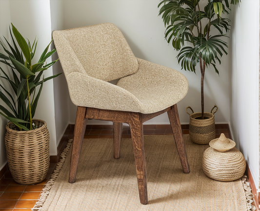 Natural Wooden Chair with Soft upholstery