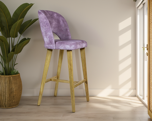Natural Oak Counter-height chair with soft upholstery