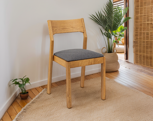 Natural Oak Wooden Chair with Soft upholstery