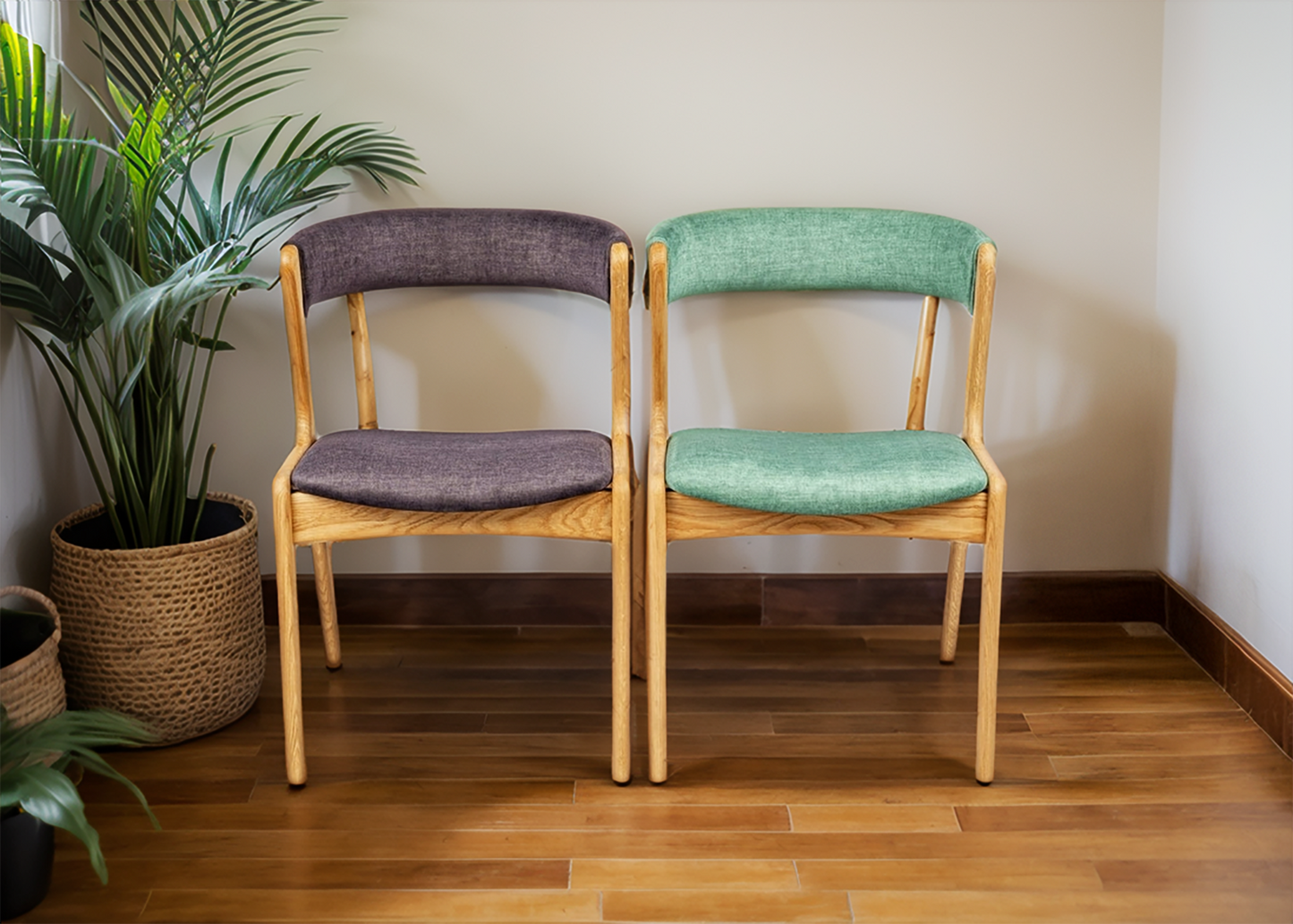Natural Oak Wooden Chair with Soft upholstery