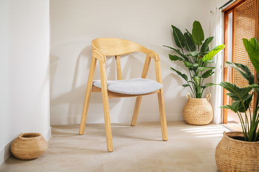Natural Oak Wooden Chair with Soft upholstery