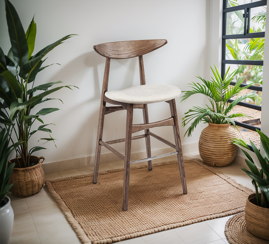 Natural Oak Bar Chair with Soft upholstery