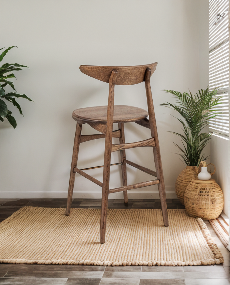 Natural Oak Bar Chair with Soft upholstery