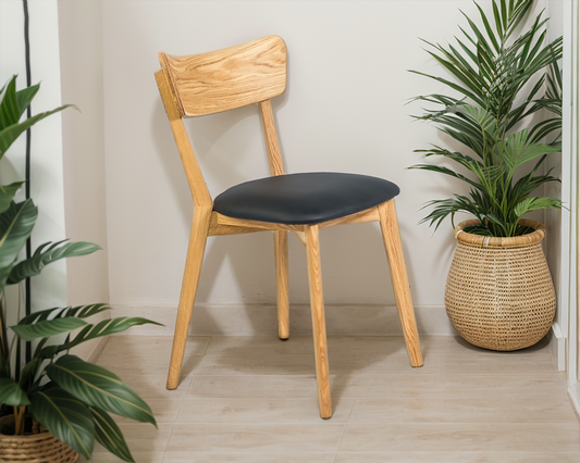 Natural Oak Wooden Chair with Soft upholstery