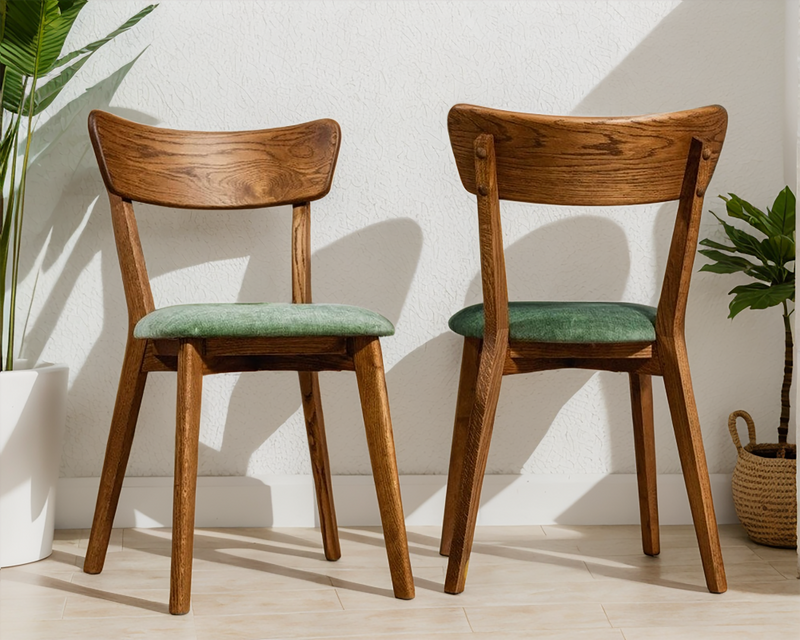 Natural Oak Wooden Chair with Soft upholstery