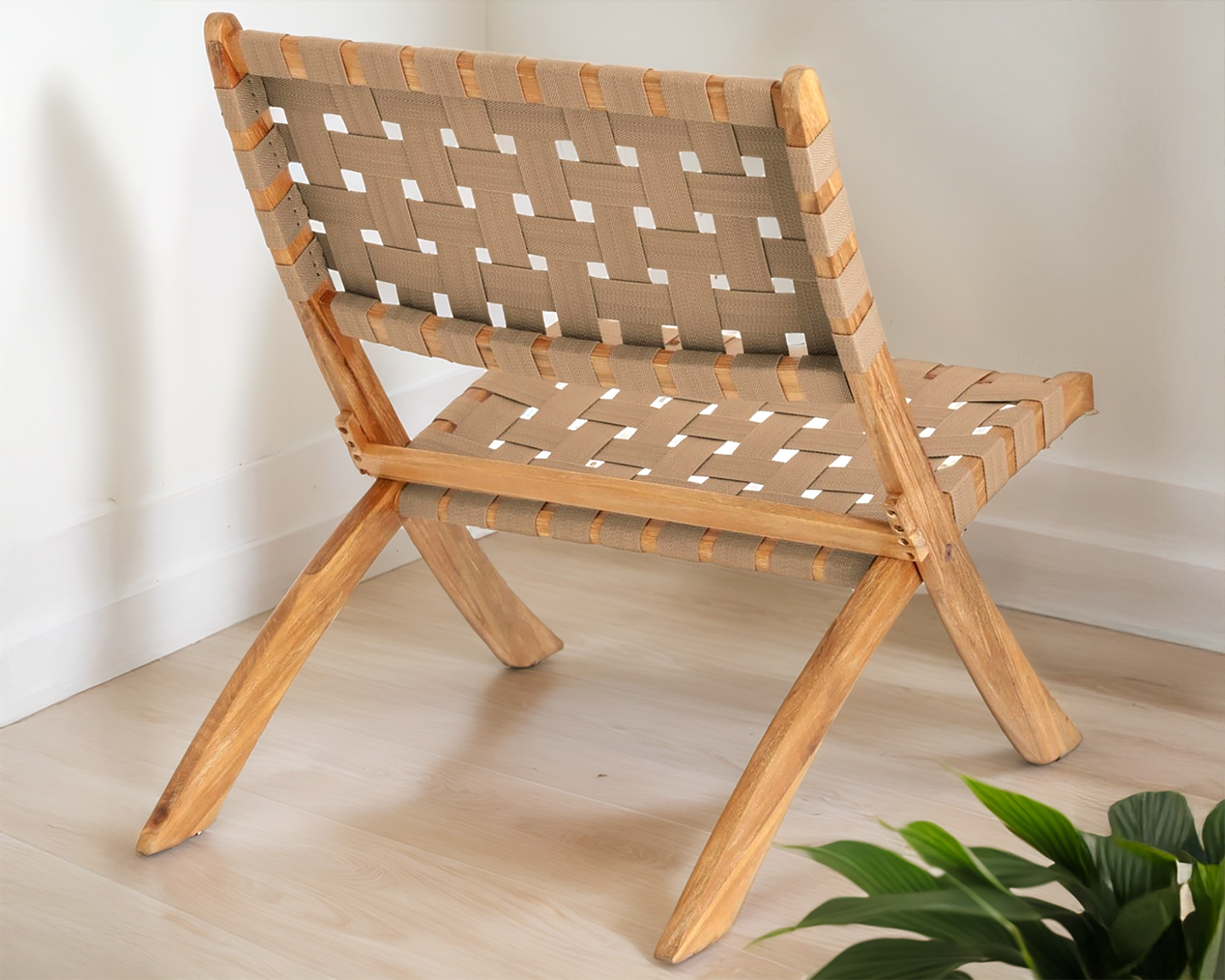 Beige Wooden Folding Chair