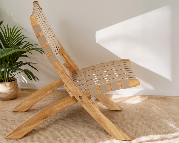Beige Wooden Folding Chair
