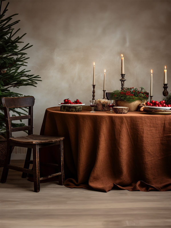 Christmas Ginger linen tablecloth