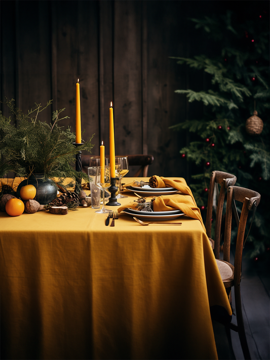 Christmas Marigold linen tablecloth