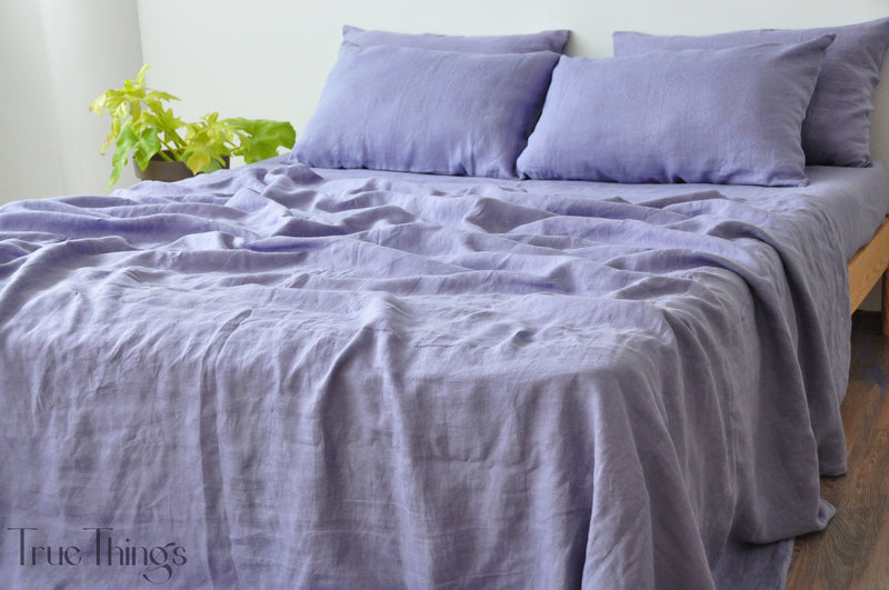 Lavender linen fitted sheet