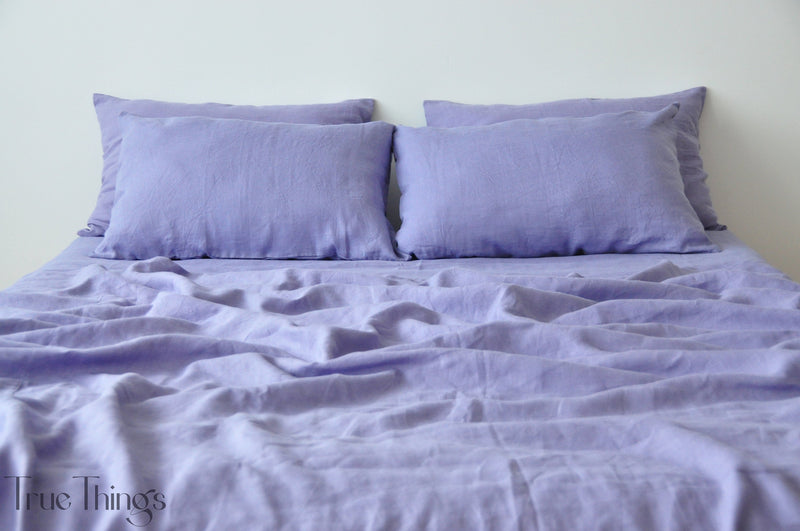 Lavender linen fitted sheet