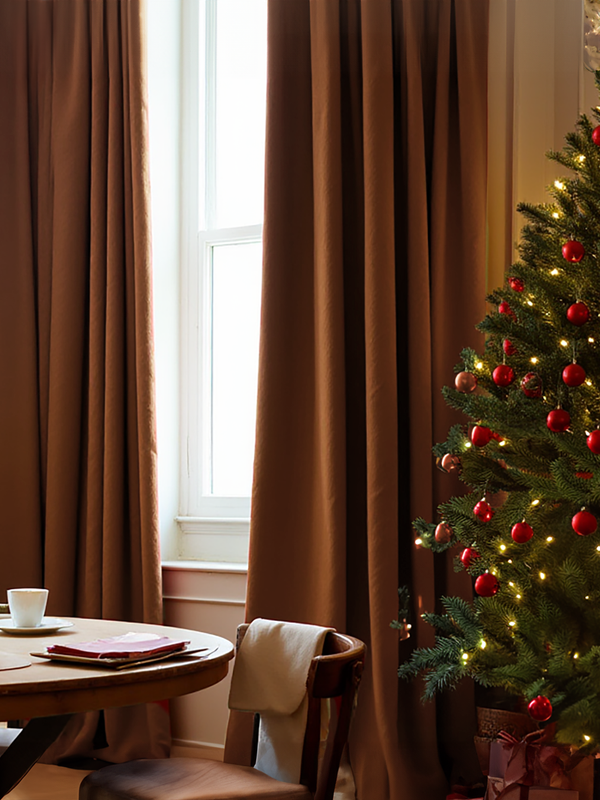 Christmas Ginger linen curtains